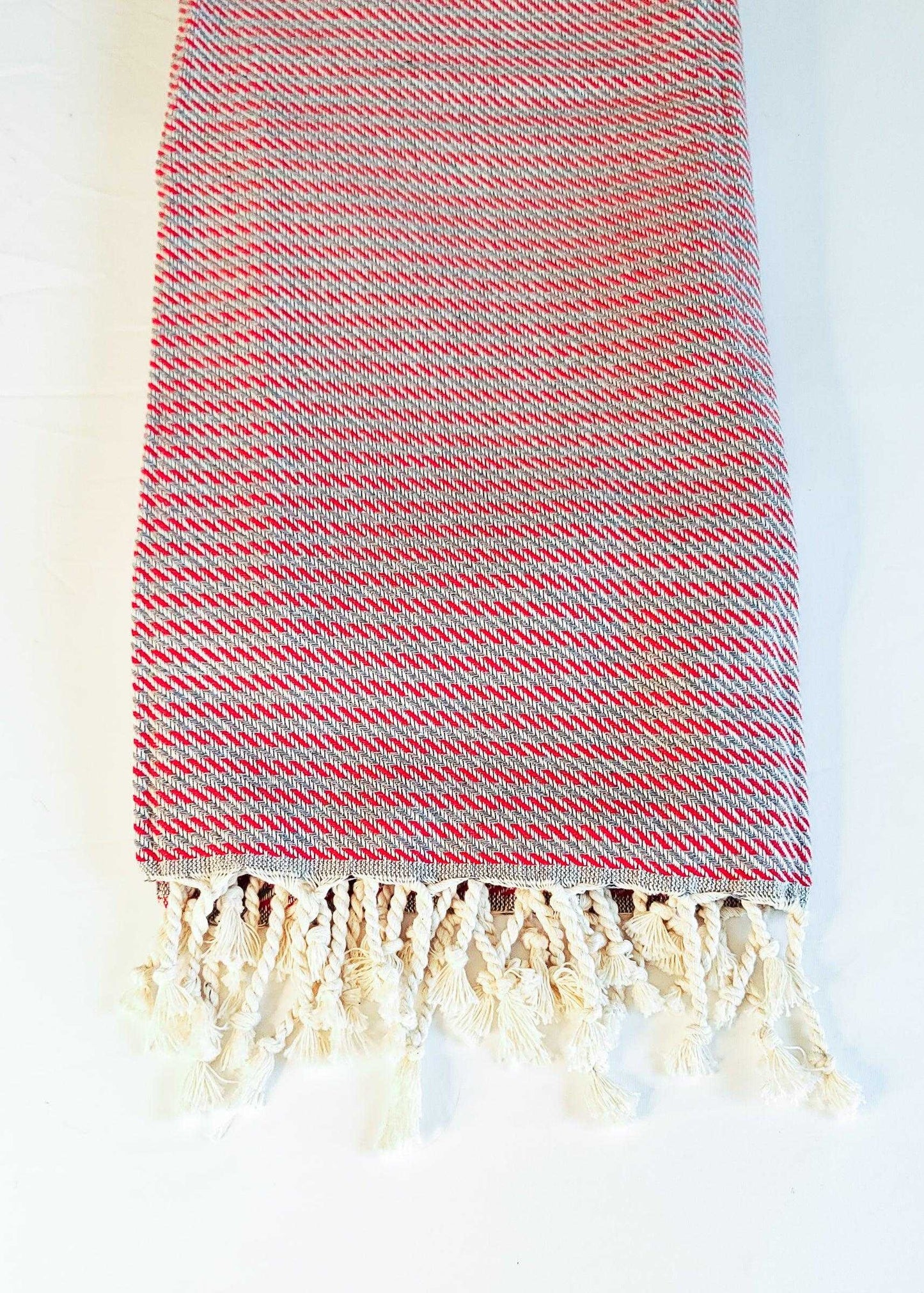 Classic Stripe Turkish Towel | Red-Grey - urbanhippietradingcompany