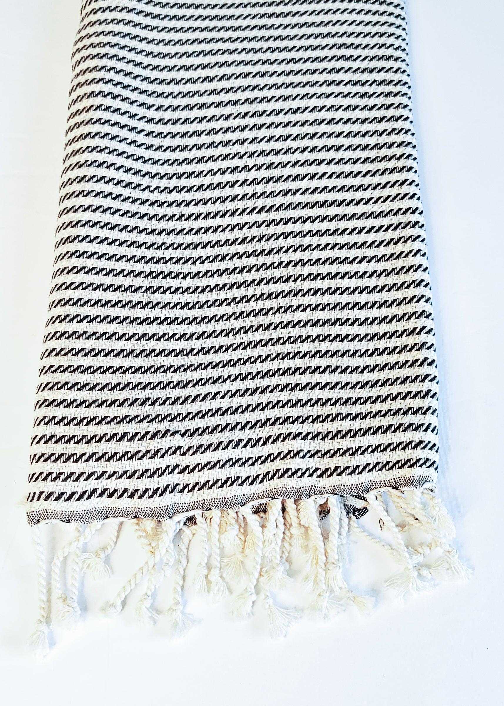 Classic Stripe Turkish Towel | Black - urbanhippietradingcompany