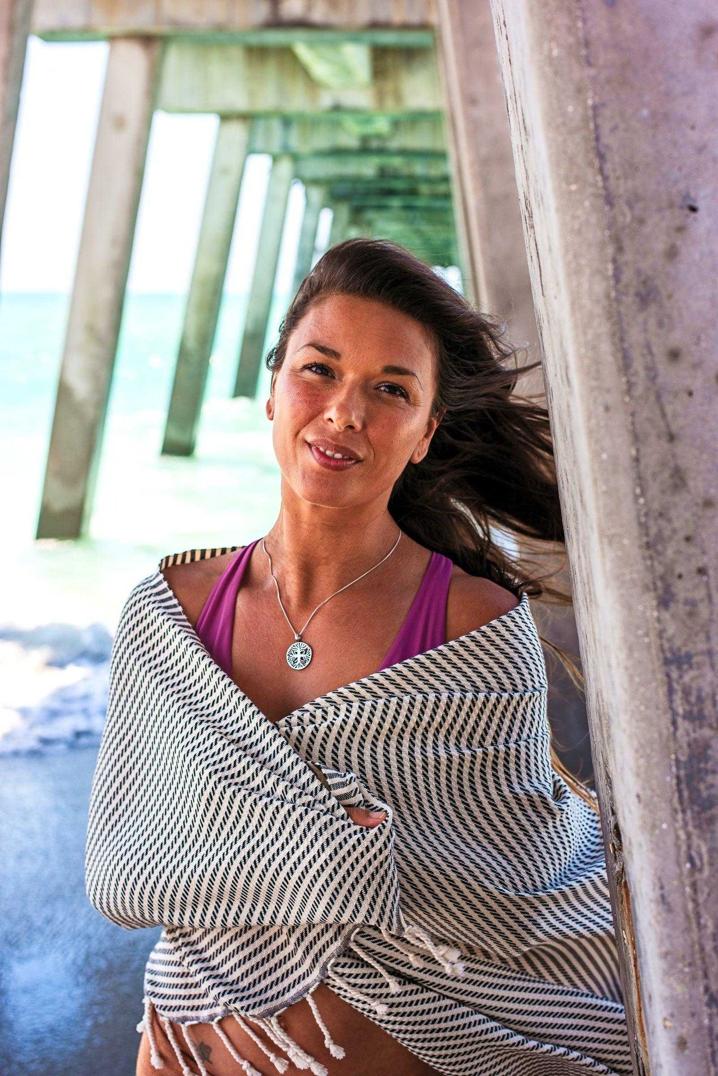 Classic Stripe Turkish Towel | Black - urbanhippietradingcompany