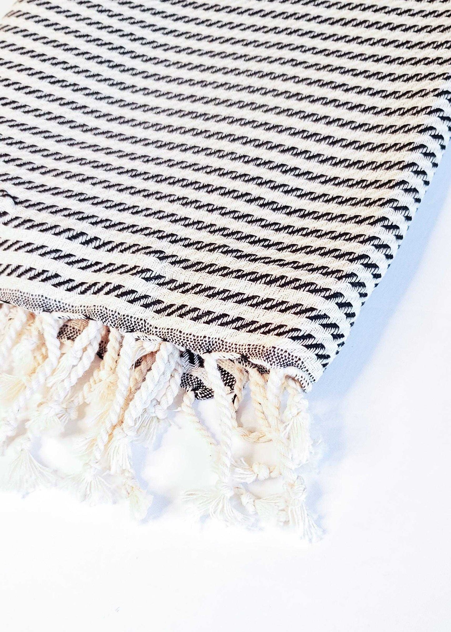 Classic Stripe Turkish Towel | Black - urbanhippietradingcompany