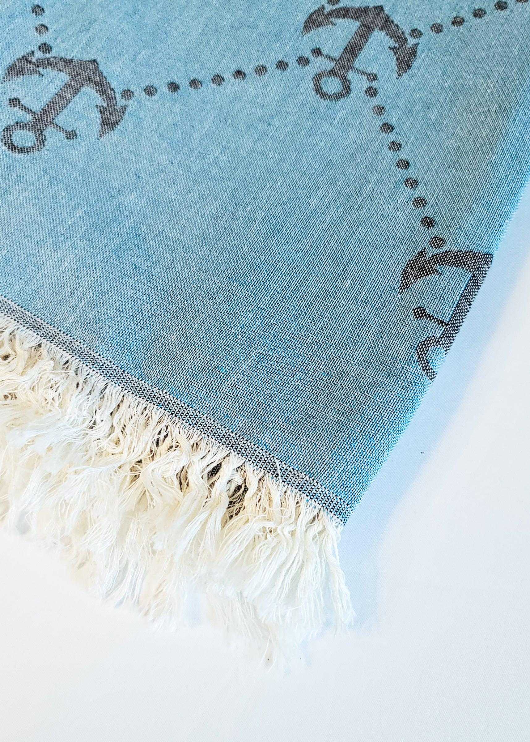 Nautical Turkish Towel | Light Blue - urbanhippietradingcompany