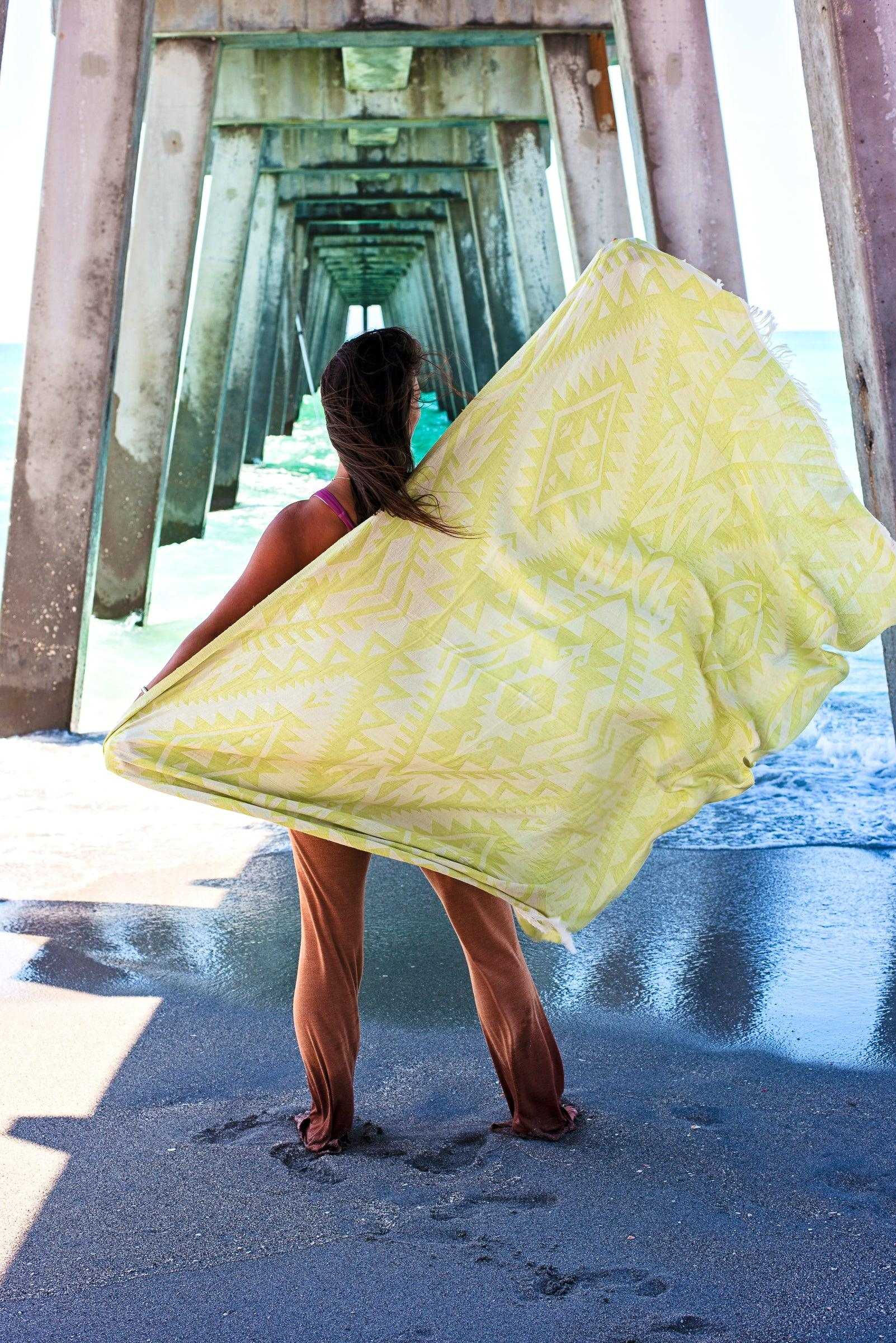 Azték Turkish Towel | Lime Green - urbanhippietradingcompany