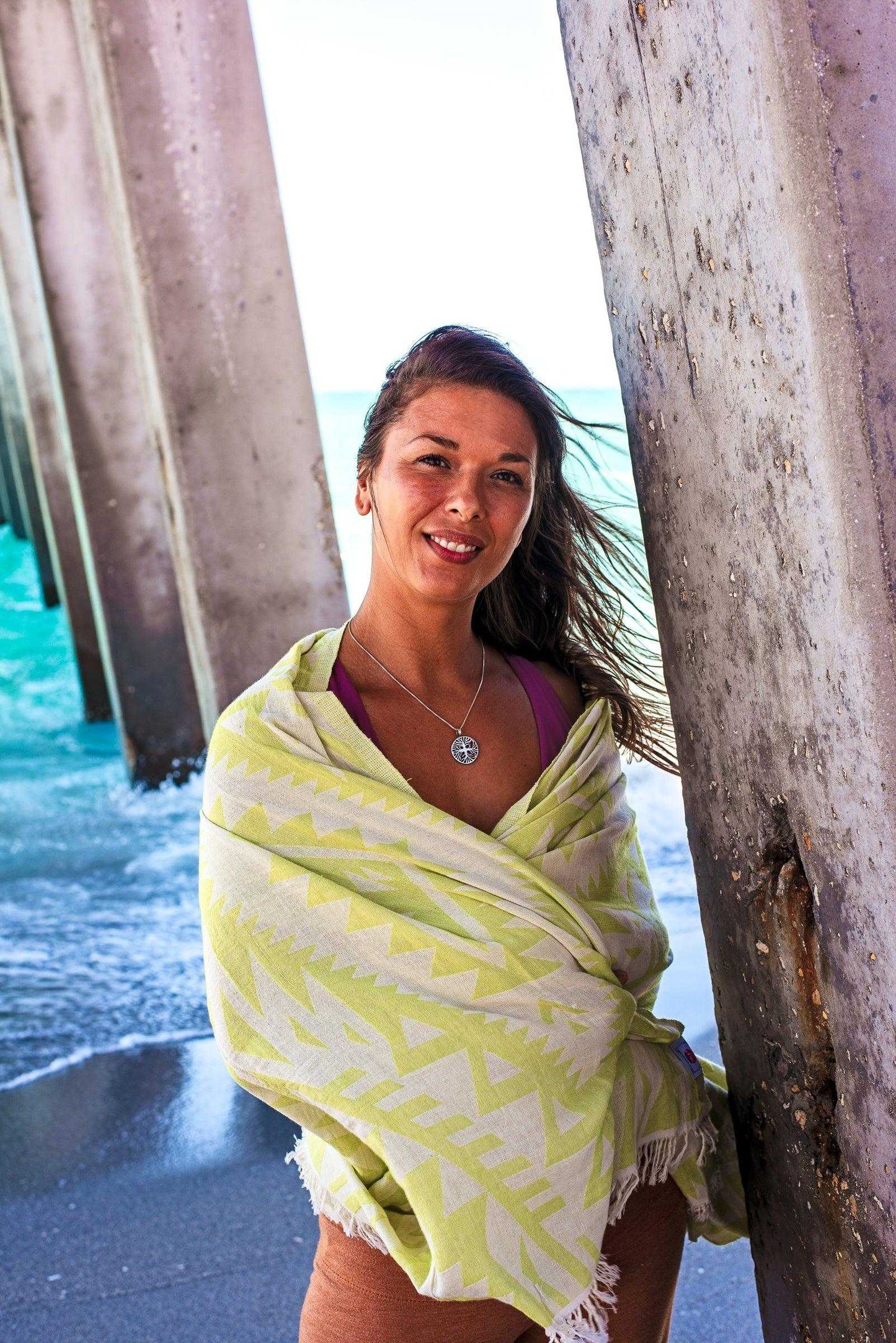 Azték Turkish Towel | Lime Green - urbanhippietradingcompany