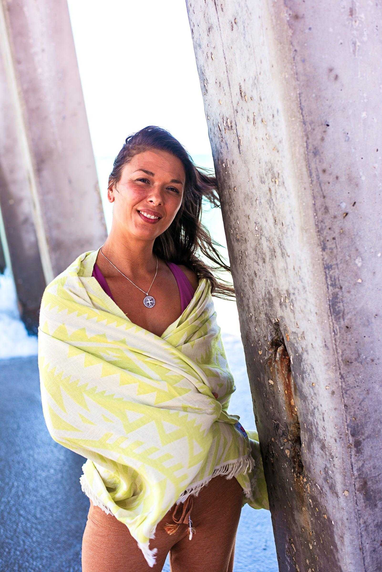 Azték Turkish Towel | Lime Green - urbanhippietradingcompany