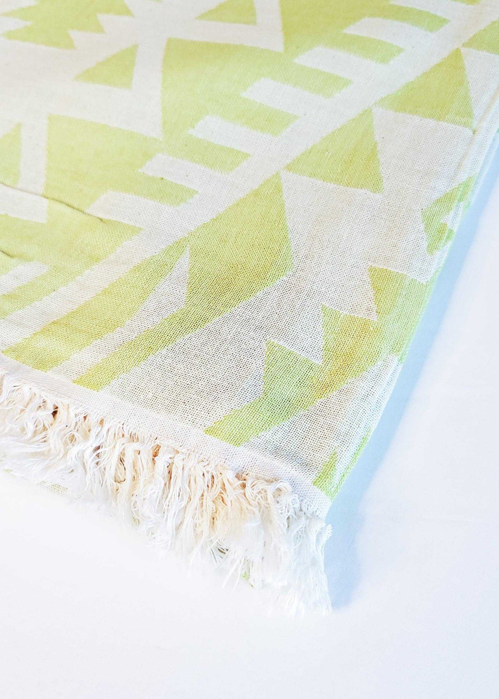 Azték Turkish Towel | Lime Green - urbanhippietradingcompany