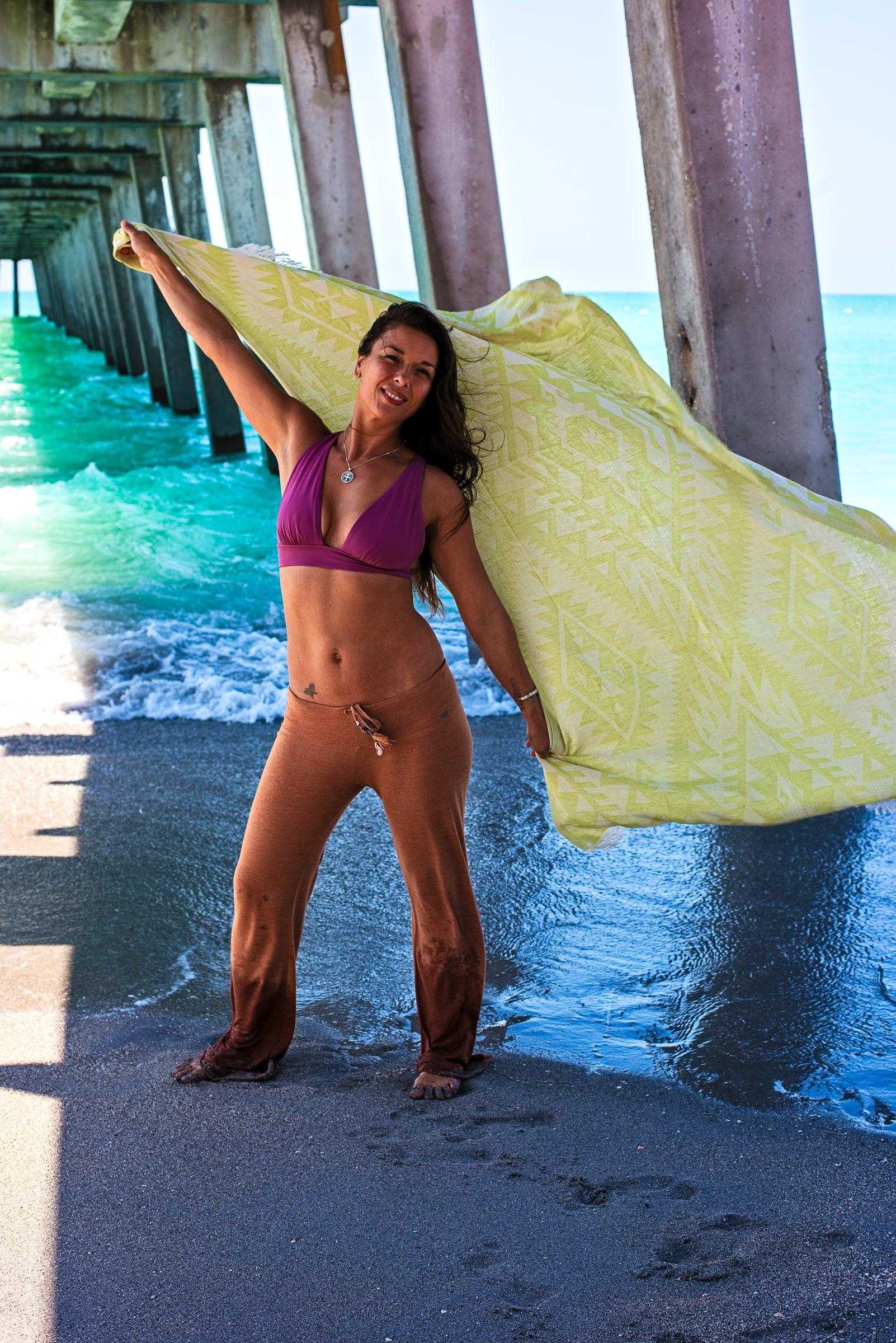 Azték Turkish Towel | Lime Green - urbanhippietradingcompany