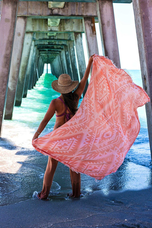 Azték Turkish Towel | Coral - urbanhippietradingcompany