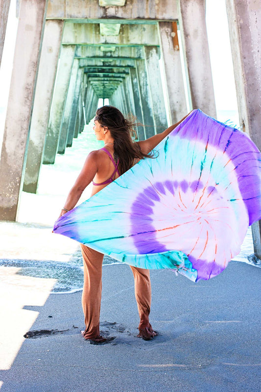 Tie Dye Turkish Towel | Purple Spiral
