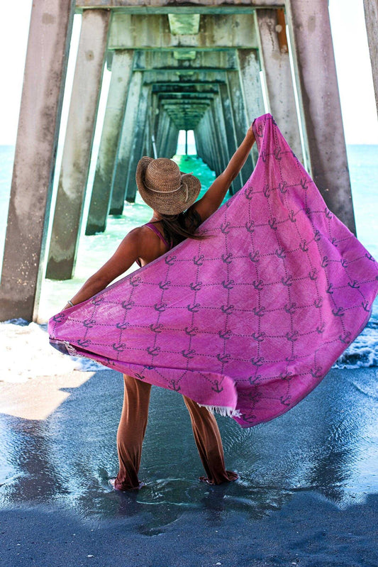 Nautical Turkish Towel | Purple - urbanhippietradingcompany