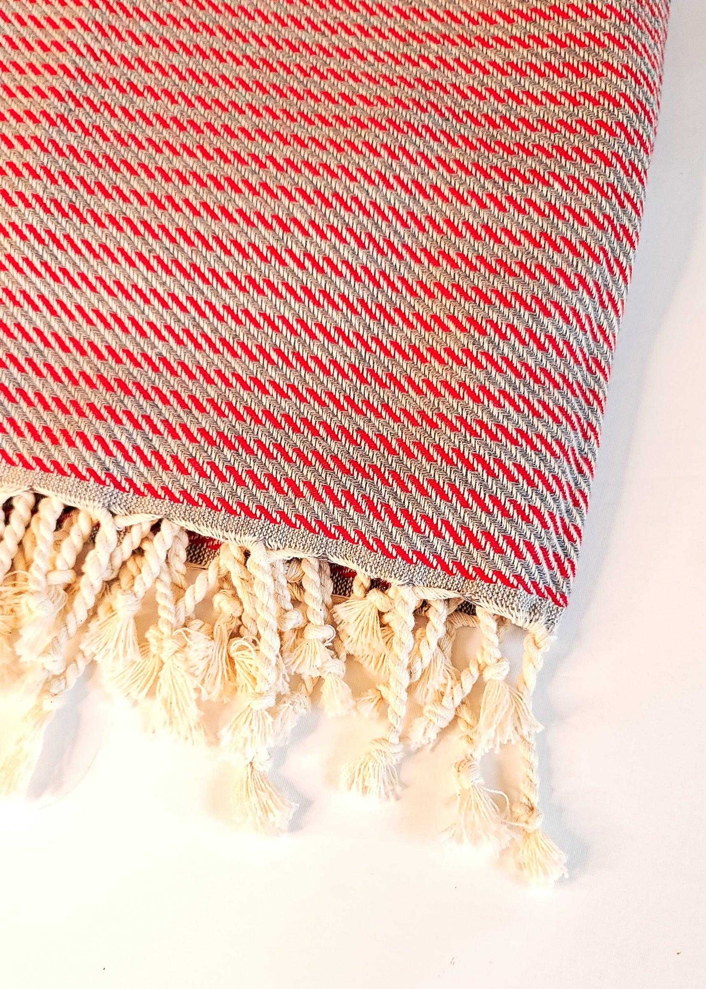 Classic Stripe Turkish Towel | Red-Grey - urbanhippietradingcompany