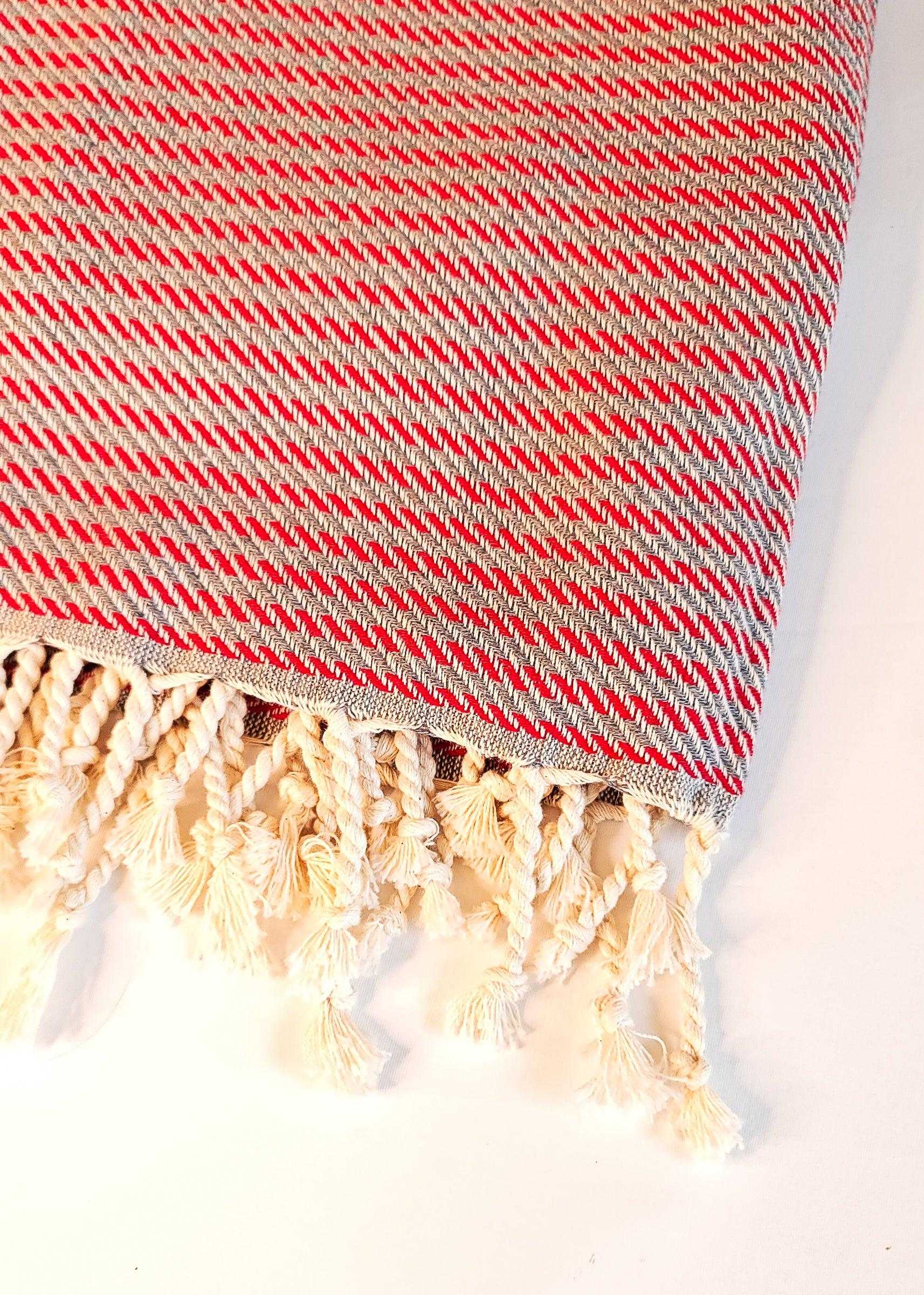 Classic Stripe Turkish Towel | Red-Grey - urbanhippietradingcompany