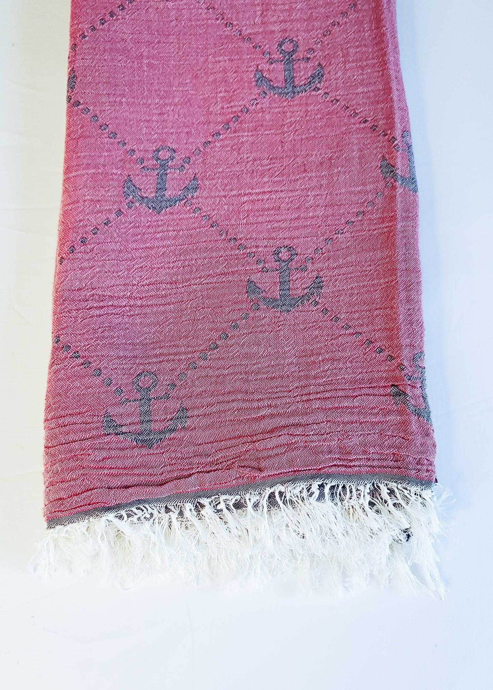 Nautical Turkish Towel | Red - urbanhippietradingcompany