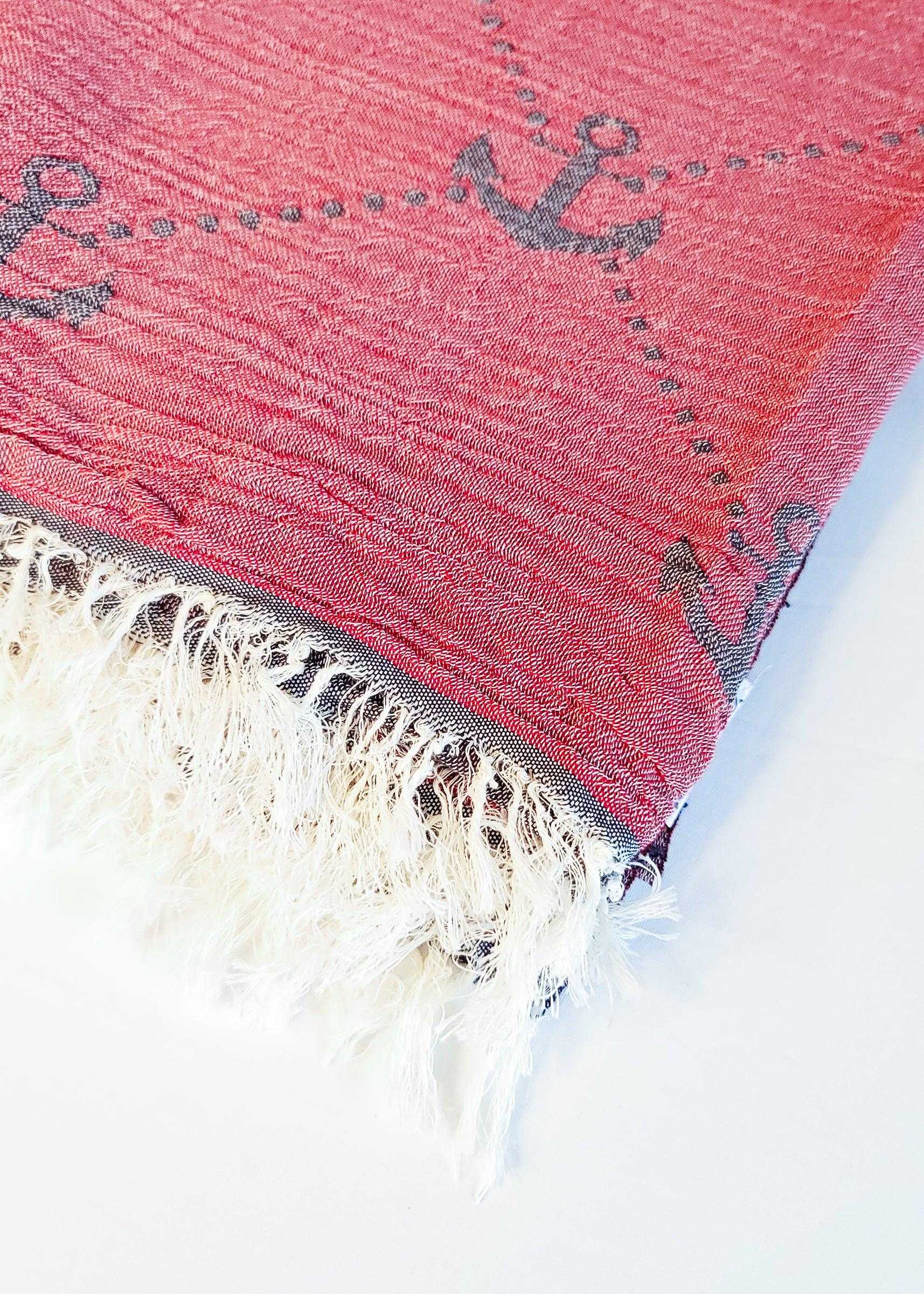 Nautical Turkish Towel | Red - urbanhippietradingcompany