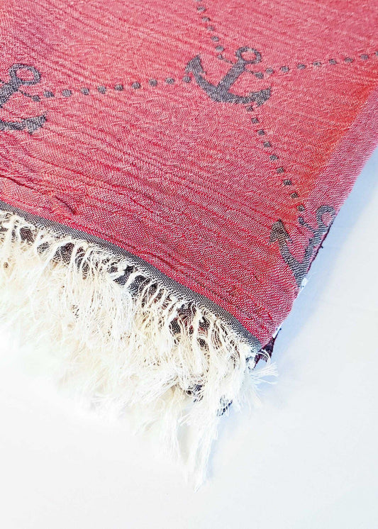 Nautical Turkish Towel | Red - urbanhippietradingcompany