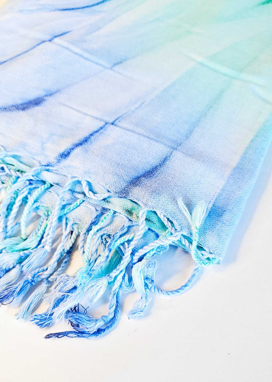Tie Dye Turkish Towel | Blue Spiral