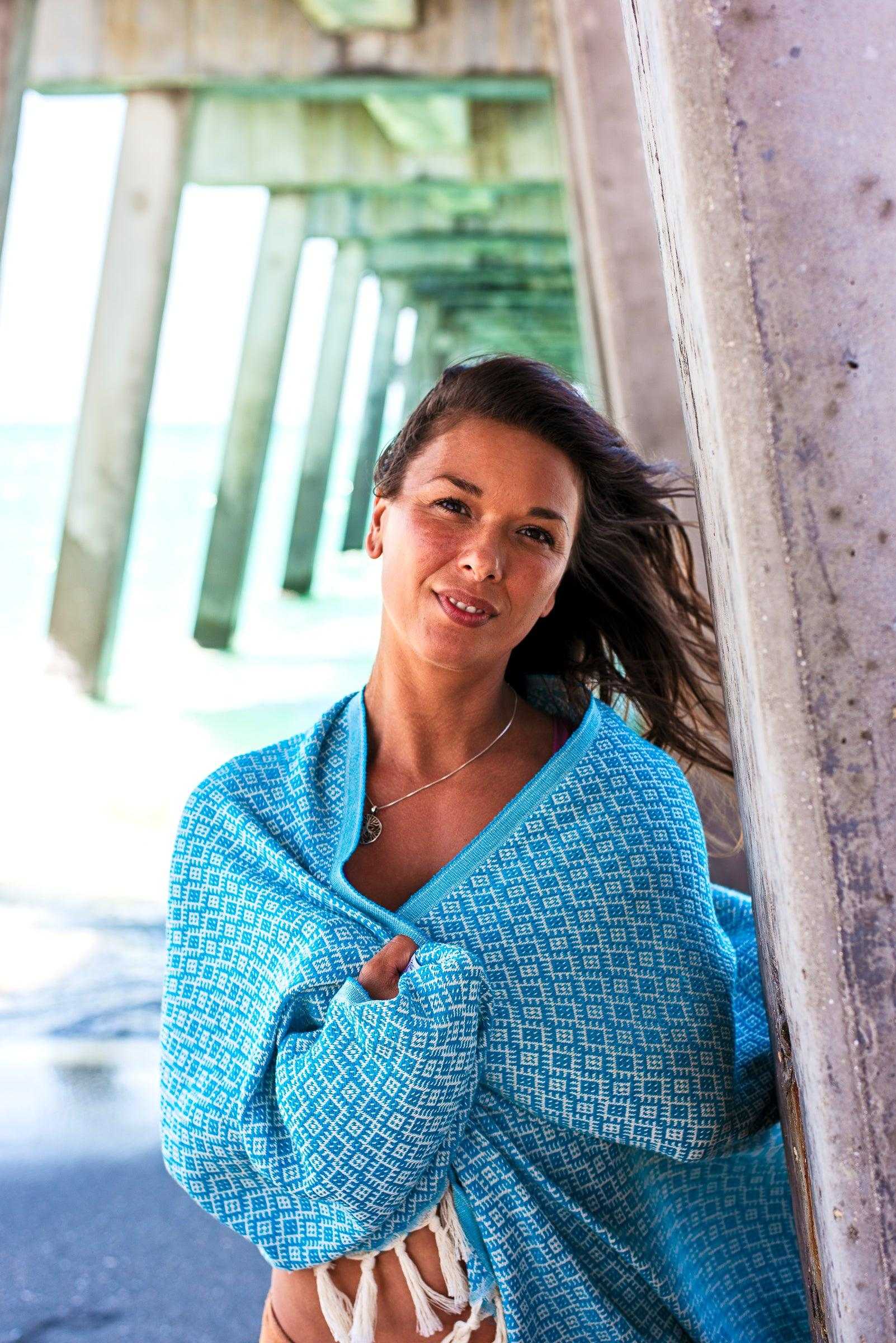Islander Turkish Towel | Turquoise - urbanhippietradingcompany